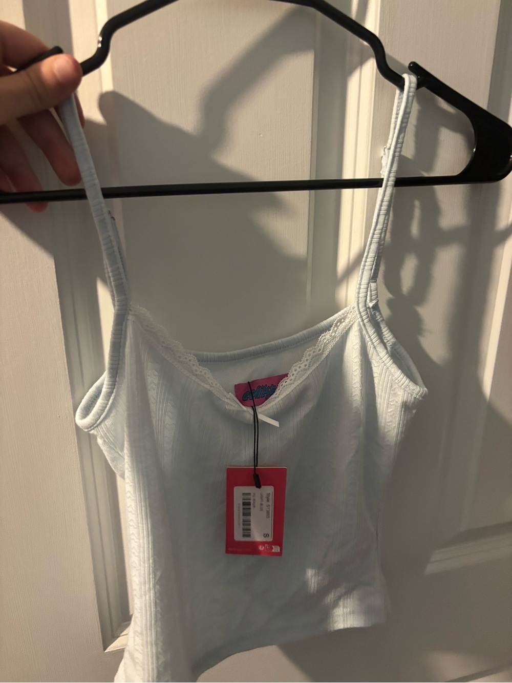 Edikted Light Blue Lace-Trim Ribbed Cami Top size small
